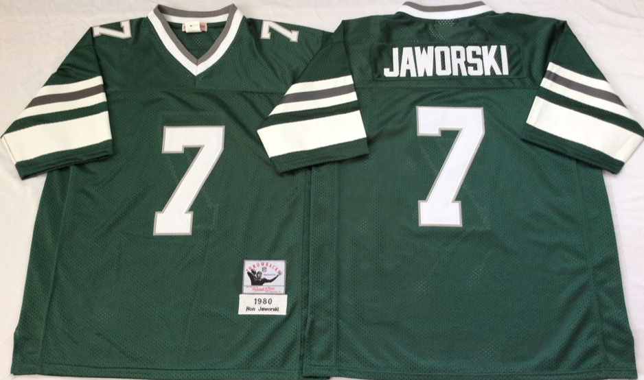 Men Philadelphia Eagles 7 Jaworski green Mitchell Ness jerseys